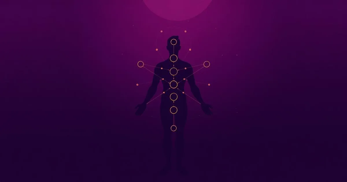 Bodygraph de Diseño Humano con sus centros energéticos y canales en tonos morados